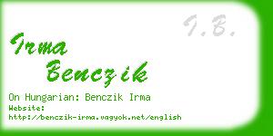 irma benczik business card